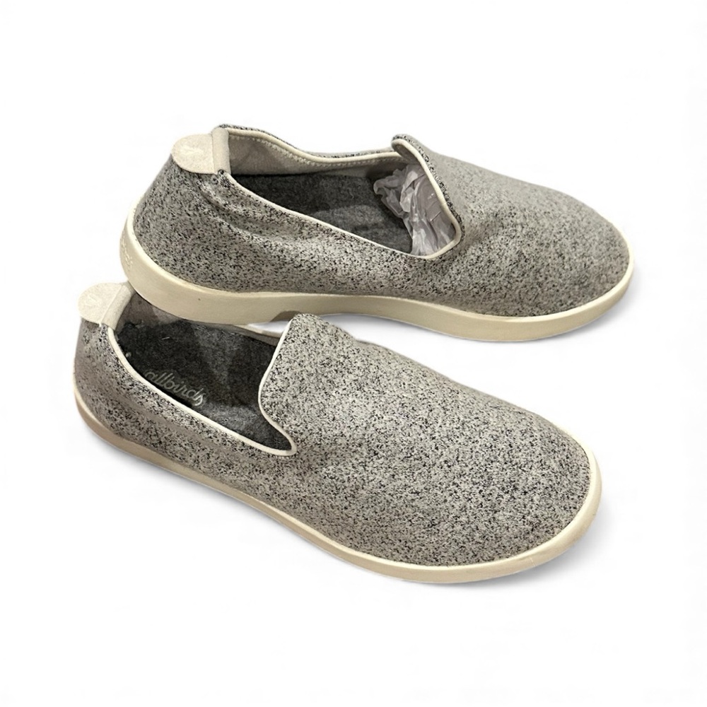 Allbirds Gray White Slip-On Women’s Merino Wool Lounger Shoes Size 9